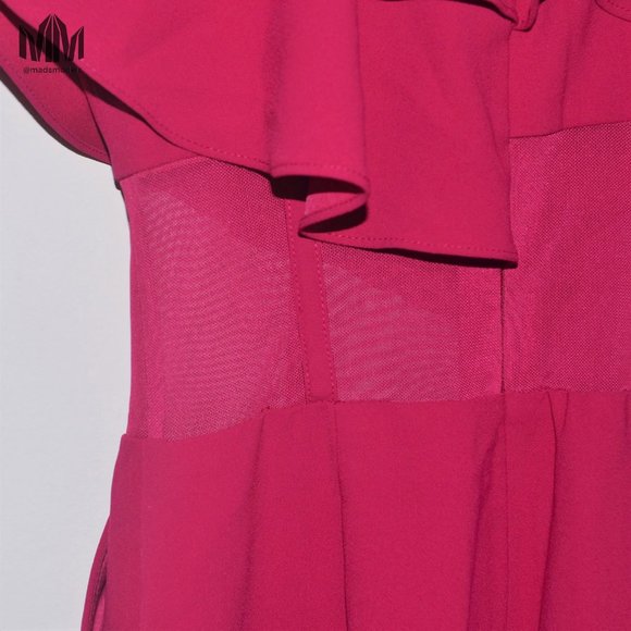Marciano | Fuschia Asymmetric Mesh Corset Jumpsuit - Picture 4 of 10
